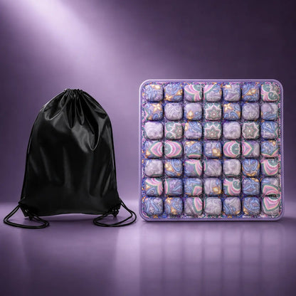 Purple paisley inflatable air seat cushion with drawstring carry bag included