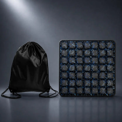 Blue constellation print inflatable air seat cushion with drawstring carry bag included