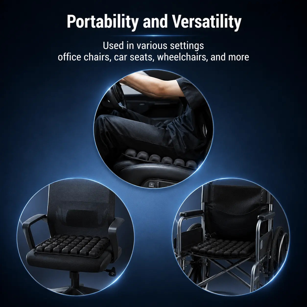 Inflatable air seat cushion used on car seat, office chair and wheelchair
