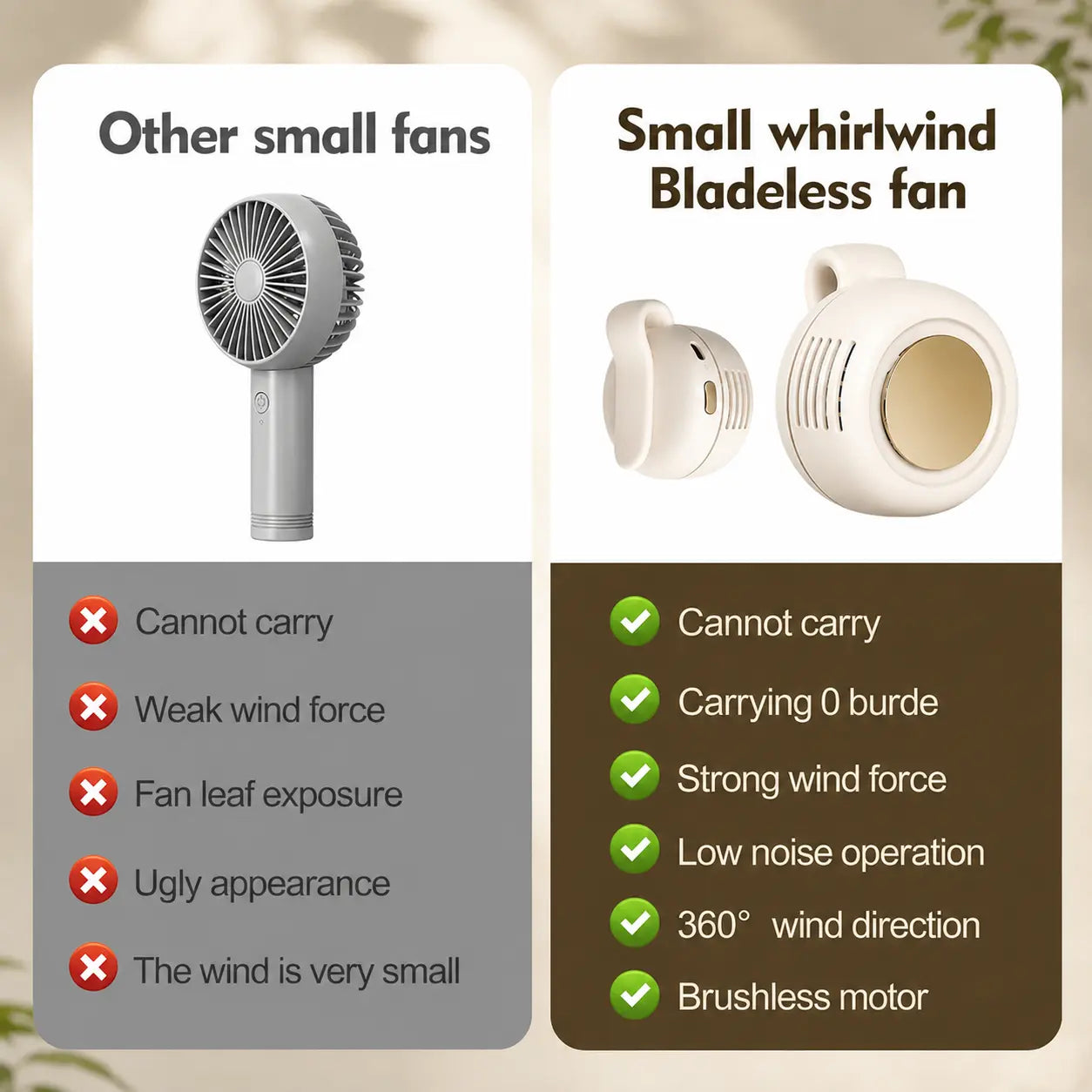 Green waist-mounted bladeless clip-on fan with 3-level wind regulation from breeze to instant cool
