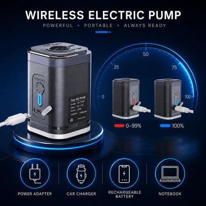 140g lightweight wireless air pump, compact enough to slip into clothing bags and backpacks