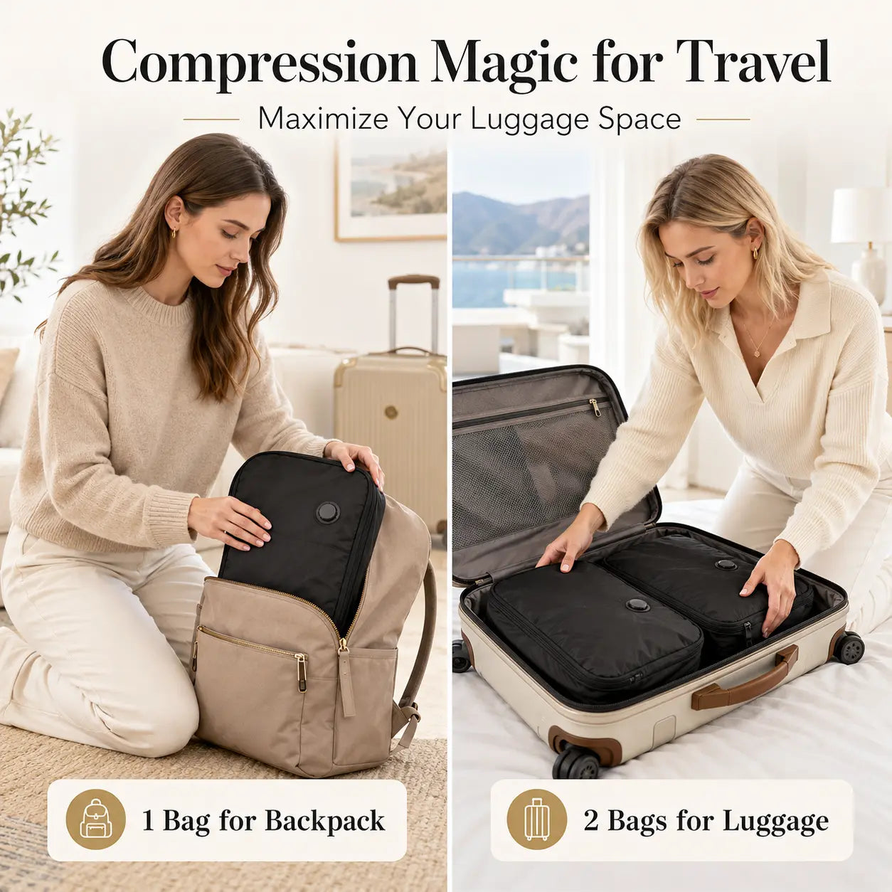 Durable tear-resistant vacuum storage bag in nylon and TPU, 44x29x14cm, tougher than ordinary compression bags