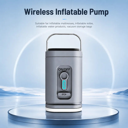 Wireless inflatable pump for air mattresses, sofas, water floats and vacuum storage bags