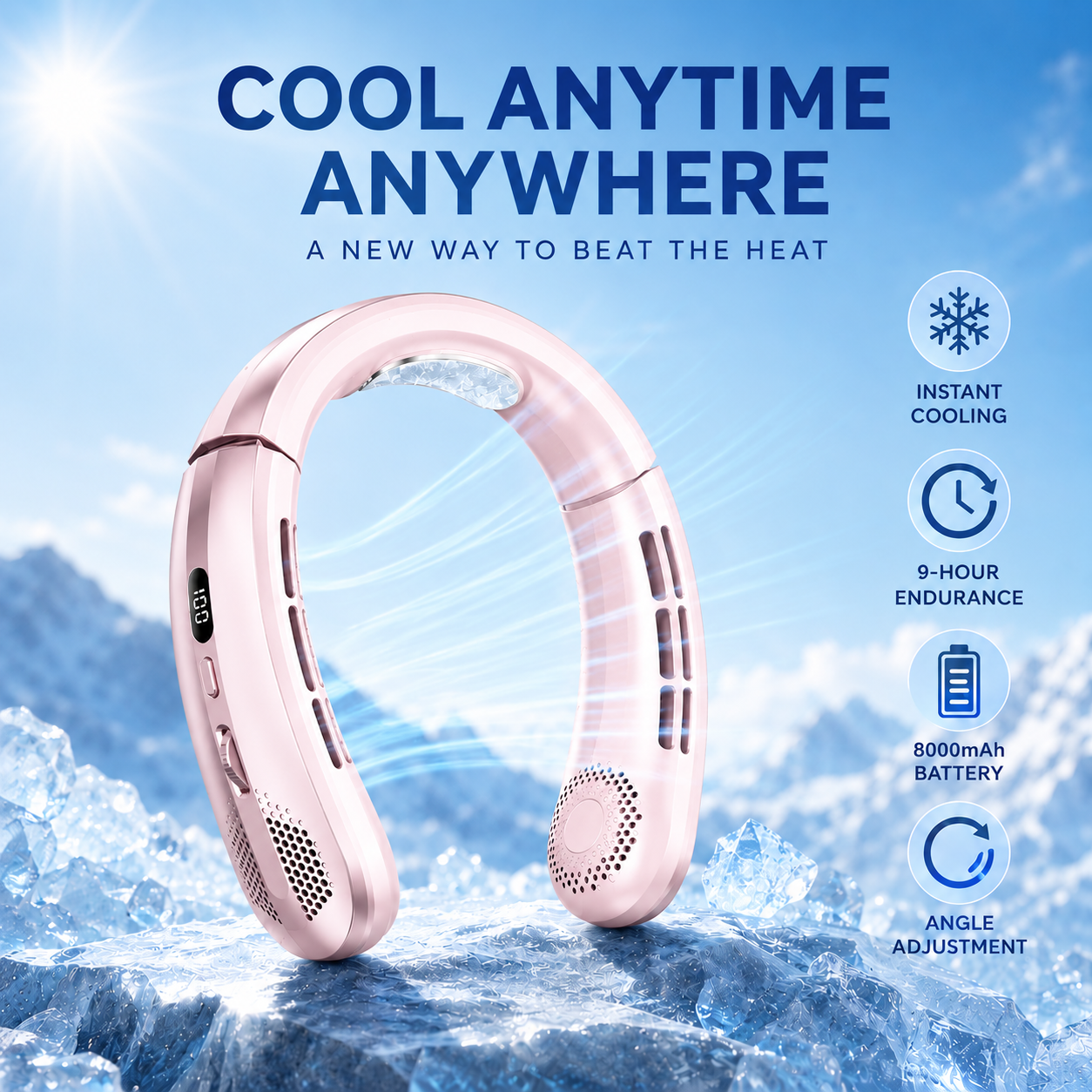 Bladeless Neck Fan in pink