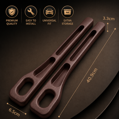 Two car seat gap fillers shown with dimensions, 3.3 cm wide and 40.9 cm long