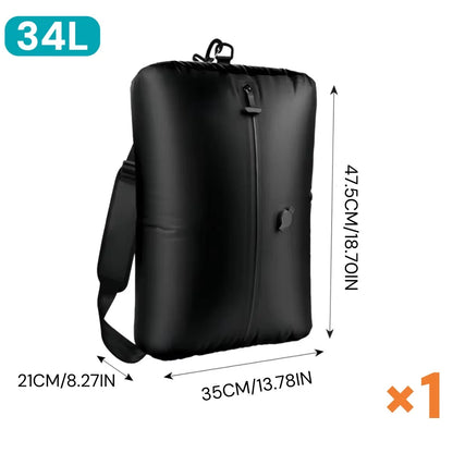 Compressed vacuum storage bag saving room inside a suitcase