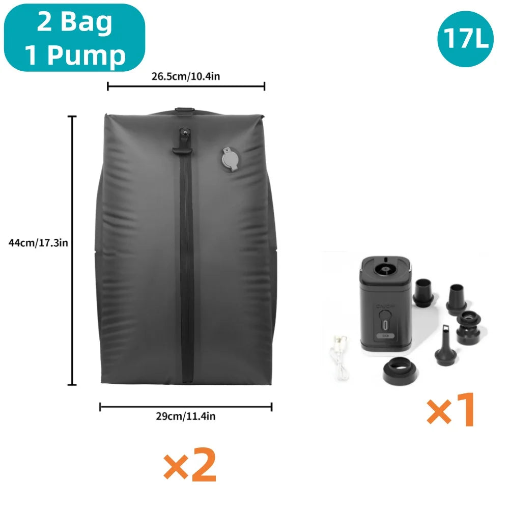 Wireless rechargeable electric pump removing air from a vacuum storage bag